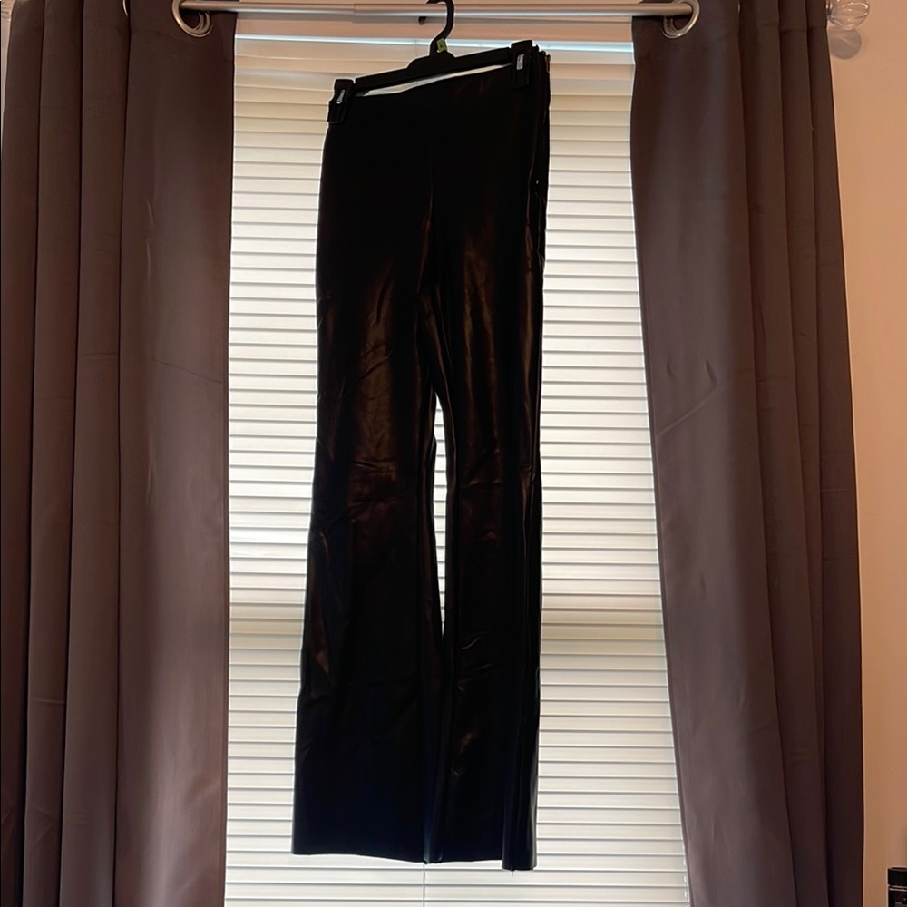 Forever 21 Black Boot Cut Flare Leather Pants